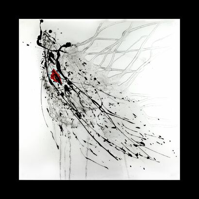 En rouge et noir 2 - a Paint Artowrk by Josiane Debatisse